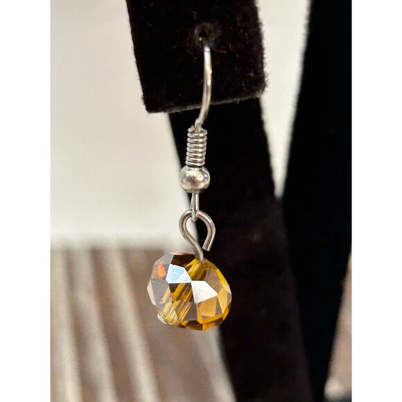 Women's Small Beaded Drop Dangle Earrings Yellow Orange - Picture 3 of 4